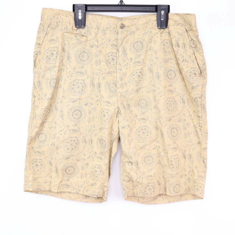 Tre Vero Mens Shorts Beige Geometric Classic Fit Vintage Garment Dyed 38 New